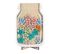 Reward Jar, Wooden Rewards Jar for Children, Smiley Face Star Rewards Jars and Tokens, for Home Kids Good Behavior Training, Positive Behavior