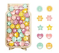 Reward Jars for Children, Reward Charts for Children Behaviour, Wooden Reward Jar with Smiley Face Flower Heart Star Tokens, Potty Training Reward Chart for Kids Home School Classroom