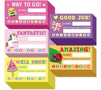 Reward Punch Cards (Pack of 100) Incentive Reward Card Student Awards Loyalty Cards for Business, Classroom, Kids Behavior, Students, Teachers 2 x 3 inches,5 Styles,