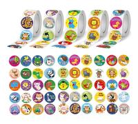 Reward Stickers for Children, Teacher Stickers 1 Inch Animals Motivational Self Adhesive School Reward Sticker, 50 Animal Designs for Children Students Teachers Classroom