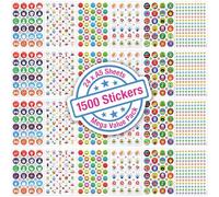 Reward Stickers for Teachers - 1500 Motivational Stickers for Kids, 24 Sheets of A5 - Classroom Rewards, Praise & Achievement Stickers, Teacher Supplies, KS1 & KS2