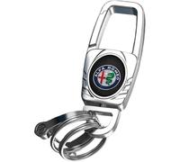 REWIASF Car Keyring for Alfa Romeo Giulietta (Type 940) 2015-2020, Keychain with Logo Gift for Men Personalised Keychain Car Accessories Family Present,Silver