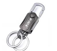 REWIASF Car Keyring for Peugeot 3008, Keychain with Logo Gift for Men Personalised Keychain Car Accessories Family Present