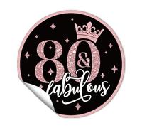 REWIDPARTY 1.5 Inch Round 80th Birthday Stickers(80 Pieces)Rose Gold 80 & Fabulous Stickers 80th Birthday Party Favor Stickers Adhesive Party Stickers 80th Birthday Party Decorations Supplies