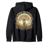 Rewild The Future s Solarpunk Robot s Nature Tech Tree Zip Hoodie