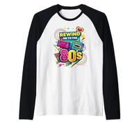 Rewind Me to the 80s Vintage Nostalgia Retro Videocassette Raglan Baseball Tee