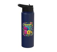 Rewind Me to the 80s Vintage Nostalgia Retro Videocassette Stainless Steel Insulated Water Bottle