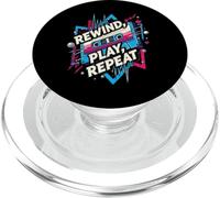 Rewind Play Repeat 80s 90s Cassette Tape Retro Music Lover PopSockets PopGrip for MagSafe