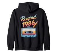 Rewind To 1986 Retro Cassette Eighties Birthday Zip Hoodie