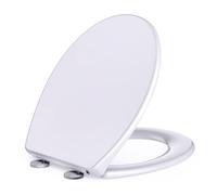 Rewing Soft Close Toilet Seat White, Toilet Seat with Quick Release Button and Durable Hinges, Oval Shaped Easy to Clean Simple Installation Top and Bottom Fittings O Shape (1 Pack)