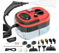 Rewing Steam Cleaner Handheld Steam Cleaner 1.2L Water Tank, 15s Fast Heating, with 14 Accessories, for Multi-Surface Stain Removal, Perfect for Stain Removal, Car, Sofa, Bathroom, Kitchen (Red)