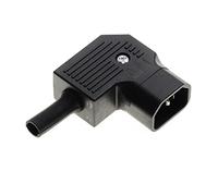 Rewireable C14 IEC Plug Connector, Black, Angled - Power Socket Adapter Connector AC AC110 250V 10A 3 Pins Terminals Inline Male Panel Mount