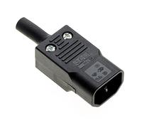Rewireable C14 IEC Plug Connector, Black, Straight - Power Socket Adapter Connector AC AC110 250V 10A 3 Pins Terminals Inline Male Panel Mount