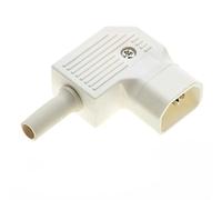 Rewireable C14 IEC Plug Connector, White, Angled - Power Socket Adapter Connector AC AC110 250V 10A 3 Pins Terminals Inline Male Panel Mount