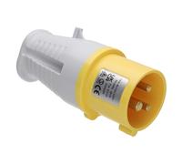 Rewireable Industrial Site Power Plug 110V CEE 16A Yellow IP44 2P+E Cable Mount