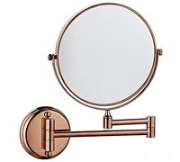 REWIS 8 Inch Wall Mounted Makeup Mirror, Double Sided Vanity Mirror with Magnifying, 360° Swivel Adjustable Brass Beauty Cosmetic Mirror, HD Shaving Mirror for Bathroom,Rose Gold,7X