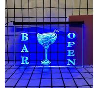 REWIS Bar Open LED Neon Signs, USB Powerd Bluetooth Dimming Colorful Flowing Neon Lights, for Bar Beer Club Wall Hanging Luminous Decor,A,40x30cm
