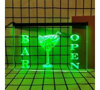 REWIS Bar Open LED Neon Signs, USB Powerd Bluetooth Dimming Colorful Flowing Neon Lights, for Bar Beer Club Wall Hanging Luminous Decor,A,30x20cm