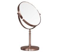 REWIS Brushed Red Bronze Tabletop Rotation Makeup Mirror, Double Side 1X /3X Magnification Cosmetic Mirror, Countertop Standing HD Shaving Mirror, Vanity Mirror for Beauty Salon,B,8Inch