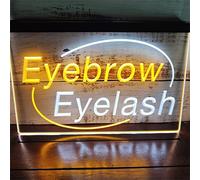 REWIS Eyebrow Eyelash LED Neon Signs, USB Powerd 3-Level Dimming Neon Lights, for Beauty Salon Wall Hanging Decor,White Yellow,30x20cm