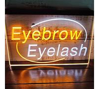 REWIS Eyebrow Eyelash LED Neon Signs, USB Powerd 3-Level Dimming Neon Lights, for Beauty Salon Wall Hanging Decor,White Orange,30x20cm