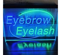REWIS Eyebrow Eyelash LED Neon Signs, USB Powerd 3-Level Dimming Neon Lights, for Beauty Salon Wall Hanging Decor,Green Blue,40x30cm