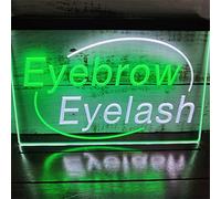 REWIS Eyebrow Eyelash LED Neon Signs, USB Powerd 3-Level Dimming Neon Lights, for Beauty Salon Wall Hanging Decor,White Green,30x20cm