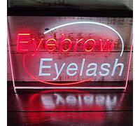 REWIS Eyebrow Eyelash LED Neon Signs, USB Powerd 3-Level Dimming Neon Lights, for Beauty Salon Wall Hanging Decor,White Red,30x20cm
