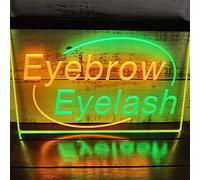 REWIS Eyebrow Eyelash LED Neon Signs, USB Powerd 3-Level Dimming Neon Lights, for Beauty Salon Wall Hanging Decor,Green Yellow,30x20cm