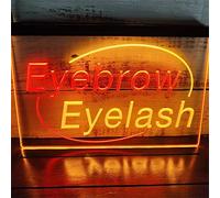 REWIS Eyebrow Eyelash LED Neon Signs, USB Powerd 3-Level Dimming Neon Lights, for Beauty Salon Wall Hanging Decor,Red Yellow,40x30cm