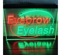 REWIS Eyebrow Eyelash LED Neon Signs, USB Powerd 3-Level Dimming Neon Lights, for Beauty Salon Wall Hanging Decor,Green Red,30x20cm