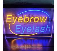 REWIS Eyebrow Eyelash LED Neon Signs, USB Powerd 3-Level Dimming Neon Lights, for Beauty Salon Wall Hanging Decor,Blue Yellow,40x30cm