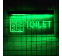 REWIS Funny Toilet LED Neon Signs, Custom Plug-In Powered Engraving Neon Lights, for Mall Cafe Studio Restroom Wall Hanging Luminous Signboard Decoration,Green,30x15cm