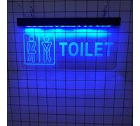 REWIS Funny Women's Left And Men's Right Toilet LED Neon Signs, Plug-In Powered Neon Lights, for Bar Mall Hotel Restroom Wall Hanging Light Up Sign Decor,Blue,50x25cm