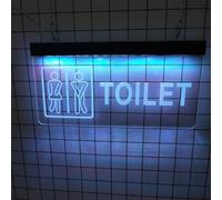 REWIS Funny Women's Left And Men's Right Toilet LED Neon Signs, Plug-In Powered Neon Lights, for Bar Mall Hotel Restroom Wall Hanging Light Up Sign Decor,White,30x15cm