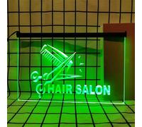 REWIS Hair Salon LED Neon Signs, USB Powerd Dimming Neon Lights, for Barber Shop Wall Hanging Luminous Decor,Green,60x40cm
