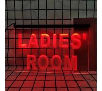REWIS Ladie's Room LED Neon Signboard, USB Powerd Dimming Neon Lights, for Mall Bar Toilets Wall Hanging Luminous Decor,Red,40x30cm