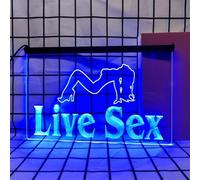REWIS Live Sex LED Neon Signs, USB Powerd Dimming Neon Lights, for Dancer Nightclub Wall Hanging Luminous Decor,Blue,30x20cm