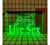 REWIS Live Sex LED Neon Signs, USB Powerd Dimming Neon Lights, for Dancer Nightclub Wall Hanging Luminous Decor,Green,40x30cm