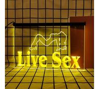 REWIS Live Sex LED Neon Signs, USB Powerd Dimming Neon Lights, for Dancer Nightclub Wall Hanging Luminous Decor,Yellow,30x20cm