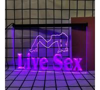 REWIS Live Sex LED Neon Signs, USB Powerd Dimming Neon Lights, for Dancer Nightclub Wall Hanging Luminous Decor,Purple,30x20cm