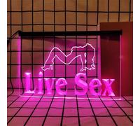 REWIS Live Sex LED Neon Signs, USB Powerd Dimming Neon Lights, for Dancer Nightclub Wall Hanging Luminous Decor,Pink,40x30cm
