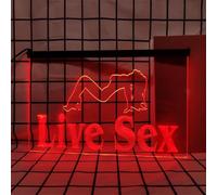 REWIS Live Sex LED Neon Signs, USB Powerd Dimming Neon Lights, for Dancer Nightclub Wall Hanging Luminous Decor,Red,60x40cm