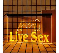REWIS Live Sex LED Neon Signs, USB Powerd Dimming Neon Lights, for Dancer Nightclub Wall Hanging Luminous Decor,Orange,60x40cm