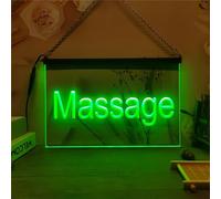 REWIS Massage LED Neon Signboard, Body Relax Massage Shop Neon Lights Wall Hanging Luminous Decor USB Powerd with Dimmer,Green,40x30cm