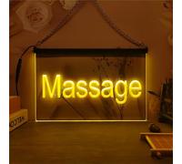 REWIS Massage LED Neon Signboard, Body Relax Massage Shop Neon Lights Wall Hanging Luminous Decor USB Powerd with Dimmer,Yellow,40x30cm