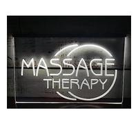 REWIS Massage Therapy LED Neon Sign, Custom USB Powered 3D Engraving Neon Lights with Dimmer, for Massage Care Spa Beauty Salon Wall Hanging Dimmable Decorative,White,30x20cm