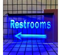 REWIS Public Toilets LED Neon Signs, USB Powerd Dimming Neon Lights, for Bar Public Restrooms Wall Hanging Luminous Decor, 40X30cm,Blue,A