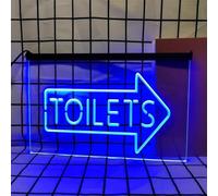 REWIS Public Toilets LED Neon Signs, USB Powerd Dimming Neon Lights, for Bar Public Restrooms Wall Hanging Luminous Decor, 40X30cm,Blue,B