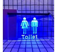 REWIS Public Toilets LED Neon Signs, USB Powerd Dimming Neon Lights, for Bar Public Restrooms Wall Hanging Luminous Decor, 40X30cm,Blue,E